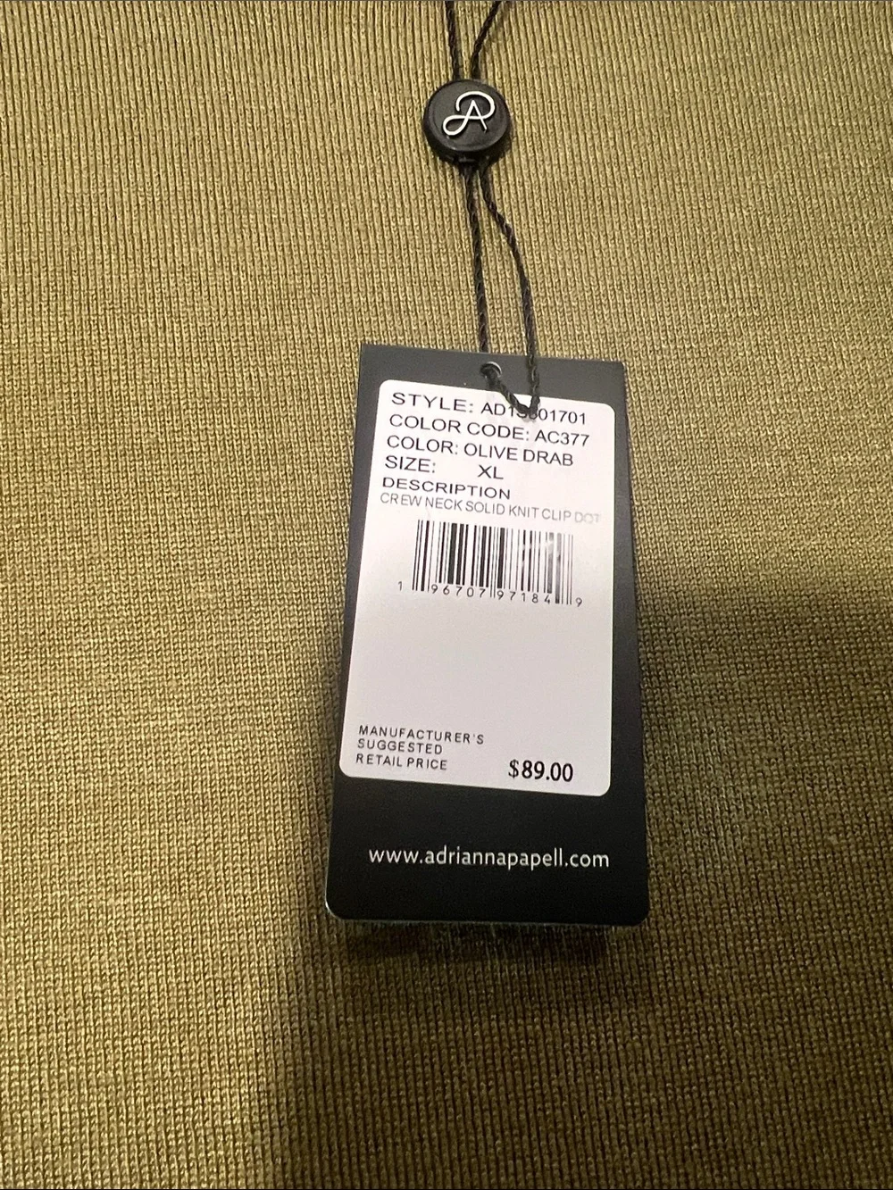 Adrianna Papell Light Olive Puff-Sleeve Knit Top - Picture 3 of 3